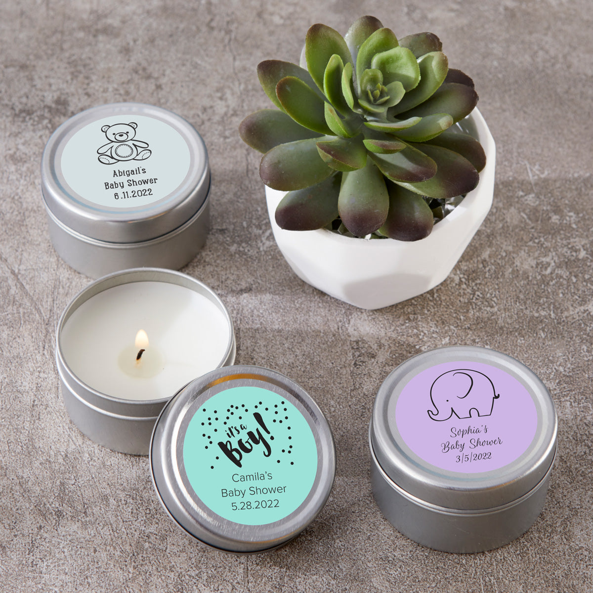 Personalized Travel Candle Tin - Baby Shower Alternate Image 4, Kate Aspen | Candles & Votives