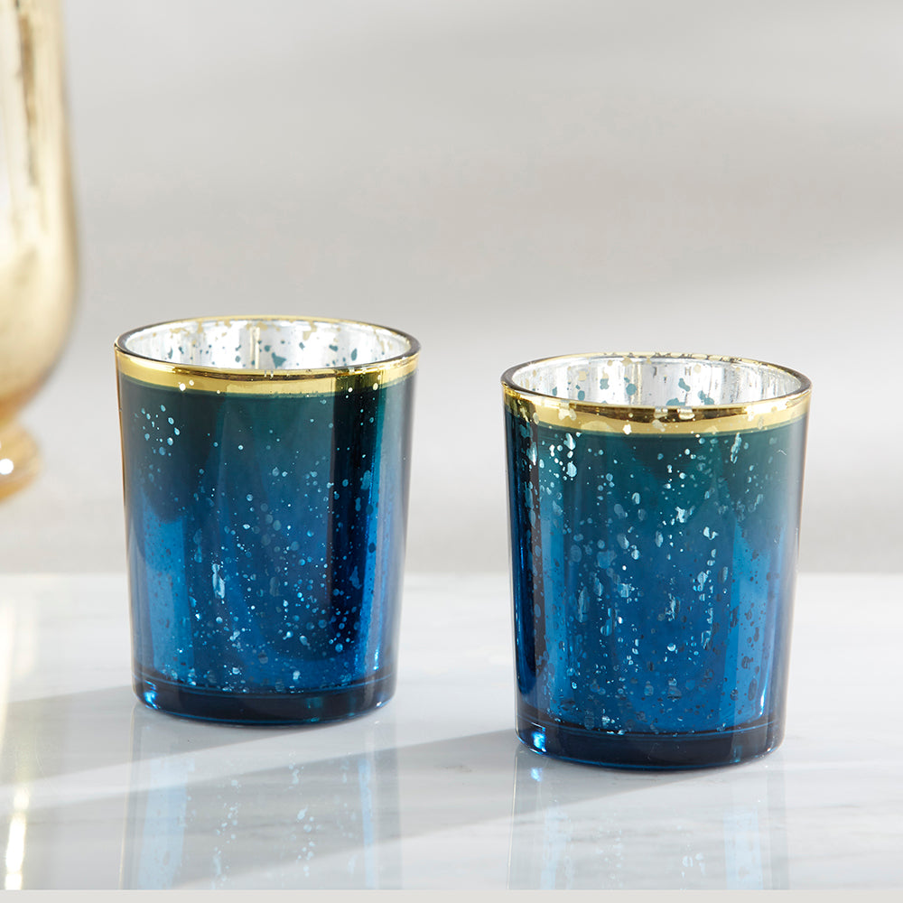 Blue Mercury Glass Tea Light Holder (Set of 4) Alternate Image 4, Kate Aspen | Candles & Votives