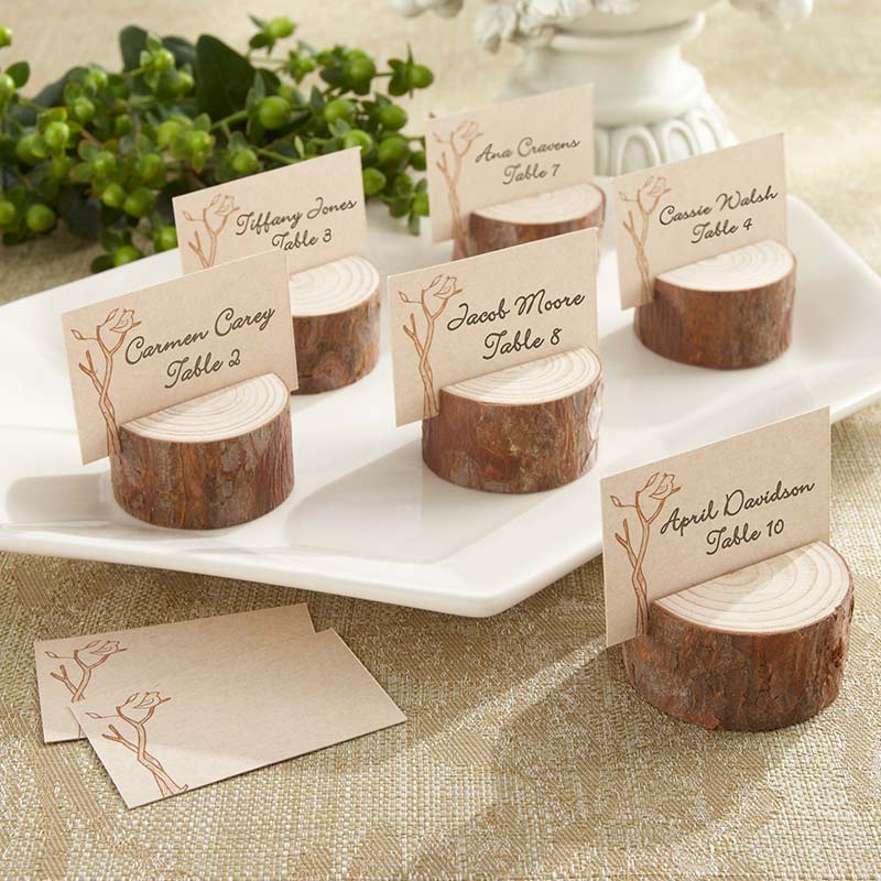 Rustic Real-Wood Place Card/Photo Holder (Set of 4)