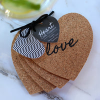 Thumbnail for Heart Cork Coaster (Set of 4) Alternate Image 2, Kate Aspen | Coasters