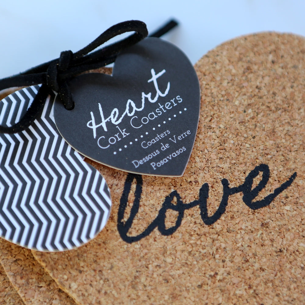 Heart Cork Coaster (Set of 4) Alternate Image 3, Kate Aspen | Coasters