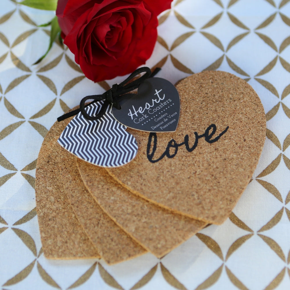 Heart Cork Coaster (Set of 4) Alternate Image 4, Kate Aspen | Coasters