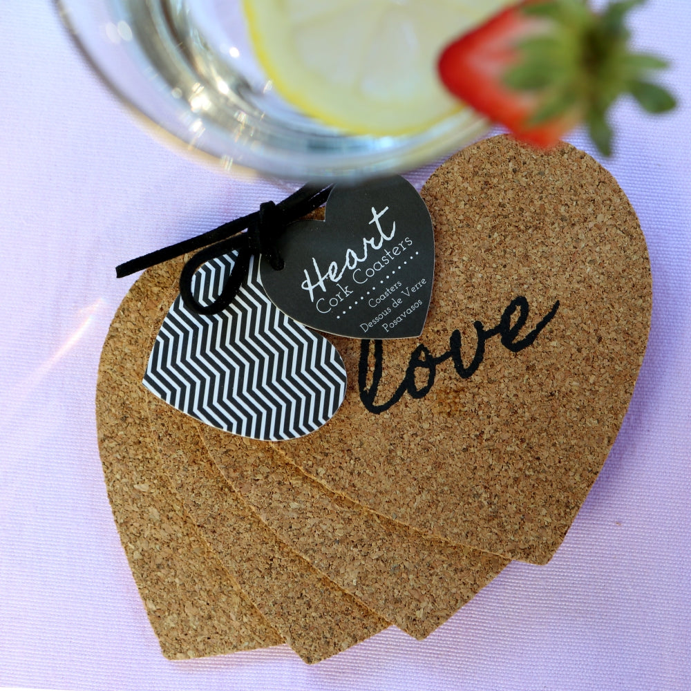 Heart Cork Coaster (Set of 4) Alternate Image 5, Kate Aspen | Coasters