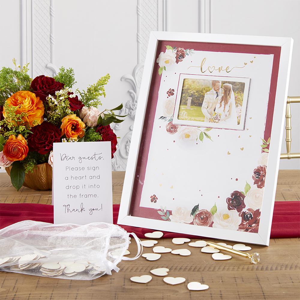 Wedding Guest Book Alternative - Burgundy Blush Floral Main Image, Kate Aspen | Guest Book
