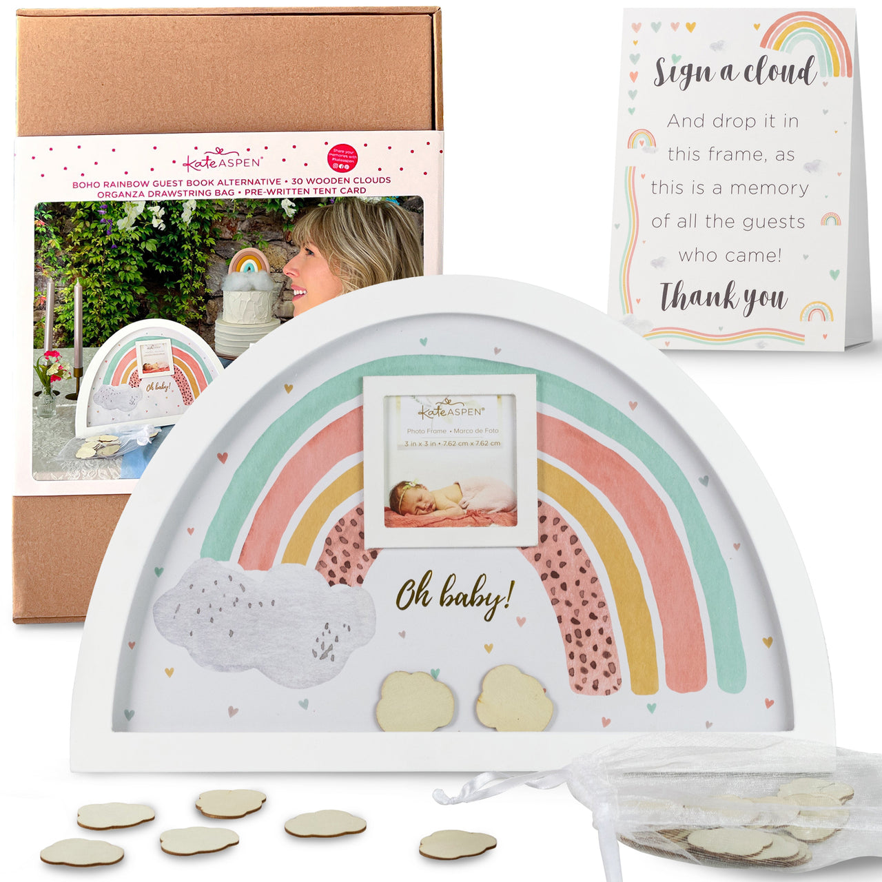 Baby Shower Guest Book Alternative - Boho Rainbow Frame Alternate Image 7, Kate Aspen | Guest Book