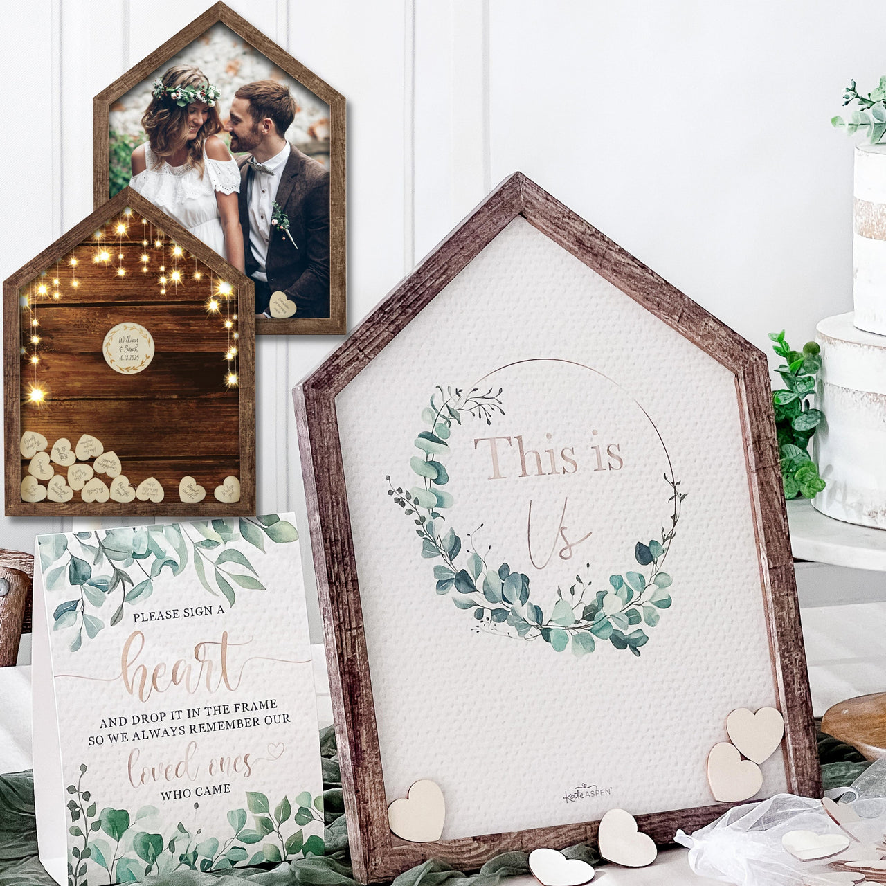 Wedding Guest Book Alternative - Modern Rustic House Shape Main Image, Kate Aspen | Guest Book