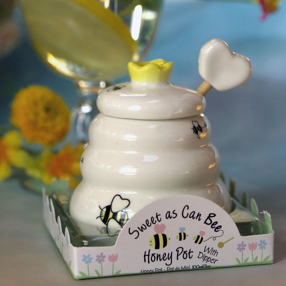 Certified International Bee Sweet 9 oz. 3-D Honey Pot with 4 Tea