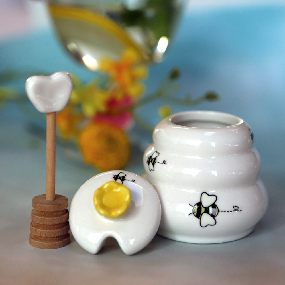 Sweet As Can Bee Ceramic Honey Pot with Wooden Dipper Alternate Image 10 Kate Aspen | Honey Pot