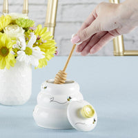 Thumbnail for Sweet as Can Bee Ceramic Honey Pot with Wooden Dipper - Large Alternate Image 4, Kate Aspen | Honey Pot