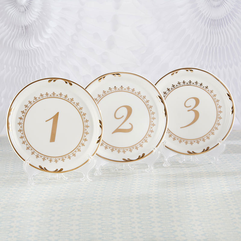 Tea Time Vintage Plate Table Numbers (1-6) Main Image, Kate Aspen | Table Numbers