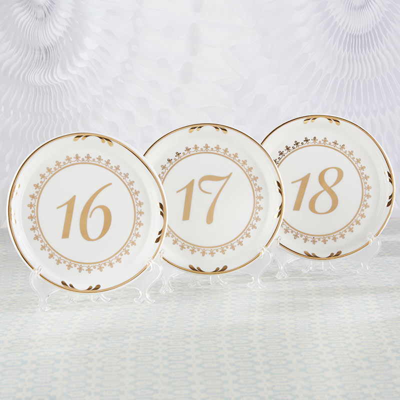 Tea Time Vintage Plate Table Numbers (13-18) Main Image, Kate Aspen | Table Numbers