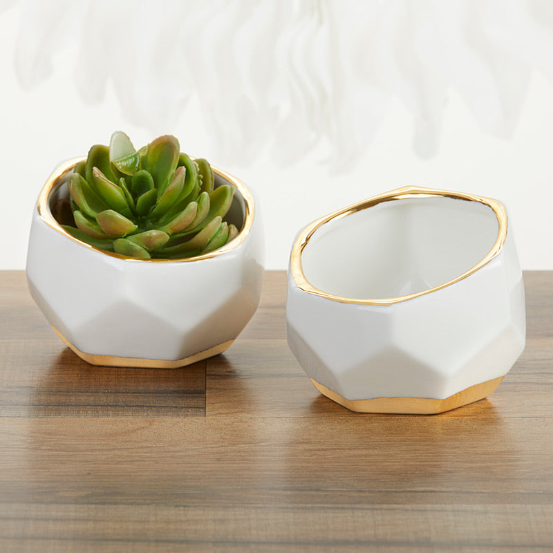 Geometric Ceramic Planter - Small (Set of 2) Main Image, Kate Aspen | Planter