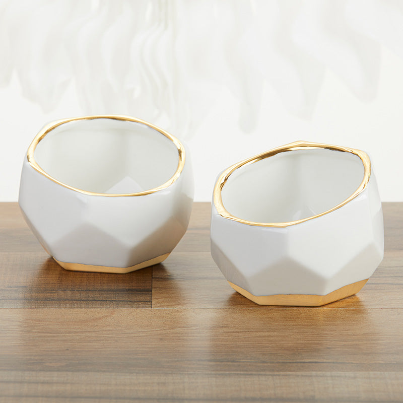 Geometric Ceramic Planter - Small (Set of 2) Alternate Image 2, Kate Aspen | Planter