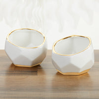 Thumbnail for Geometric Ceramic Planter - Small (Set of 2) Alternate Image 2, Kate Aspen | Planter