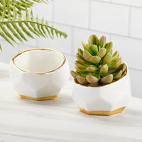 Thumbnail for Geometric Ceramic Planter - Small (Set of 2) Alternate Image 5, Kate Aspen | Planter