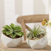 Thumbnail for Geometric Ceramic Planter - Small & Medium (Set of 2) Alternate Image 6, Kate Aspen | Gifts for the Home