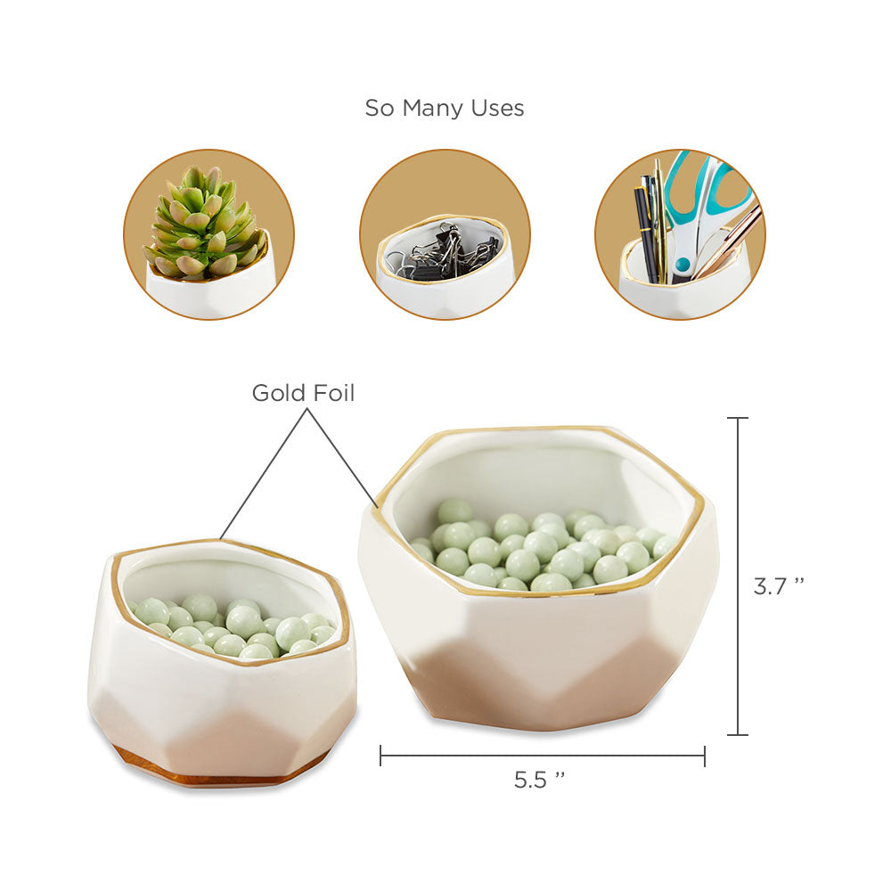 Geometric Ceramic Planter - Small & Medium (Set of 2) Alternate Image 4, Kate Aspen | Gifts for the Home