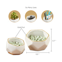 Thumbnail for Geometric Ceramic Planter - Small & Medium (Set of 2) Alternate Image 4, Kate Aspen | Gifts for the Home