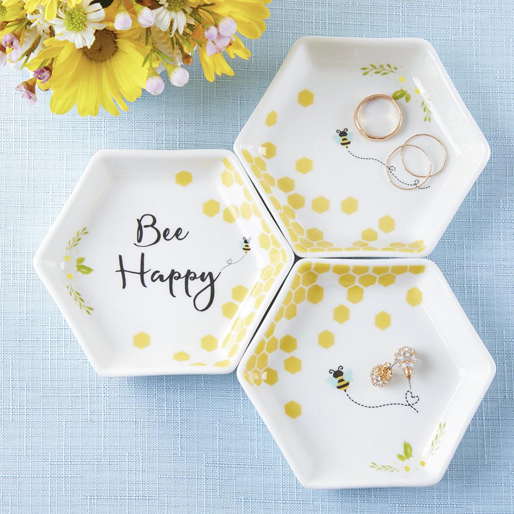 Bee Happy Trinket Dish (Set of 3) Main Image, Kate Aspen | Trinket Dish
