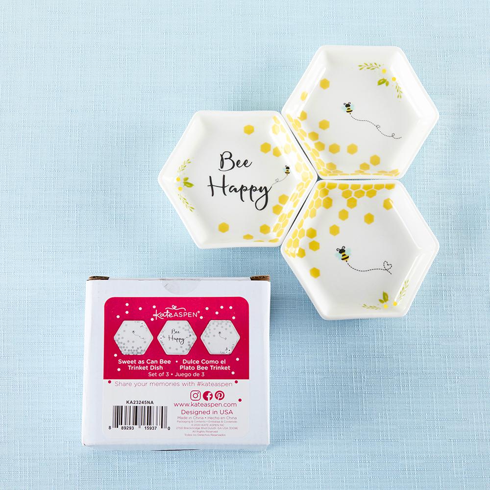 Bee Happy Trinket Dish (Set of 3) Alternate Image 4, Kate Aspen | Trinket Dish