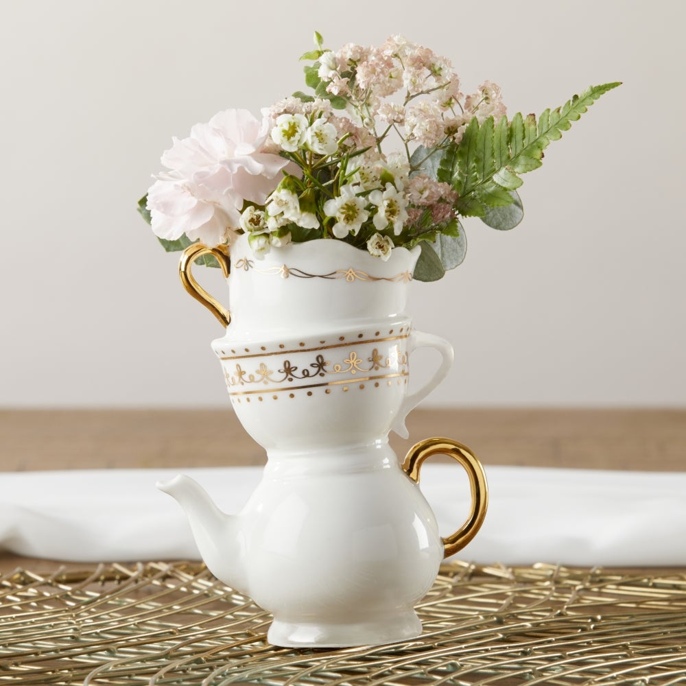 Tea Time Whimsy Ceramic Bud Vase - Medium Alternate Image 2, Kate Aspen | Bud Vase