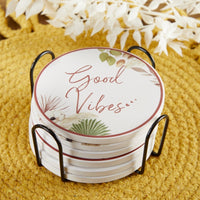 Thumbnail for Boho Ceramic Coaster with Holder (Set of 6) Alternate Image 7, Kate Aspen | Coaster