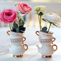 Tea Time Whimsy Ceramic Bud Vase (Set of 2) Alternate Image 2, Kate Aspen | Bud Vase