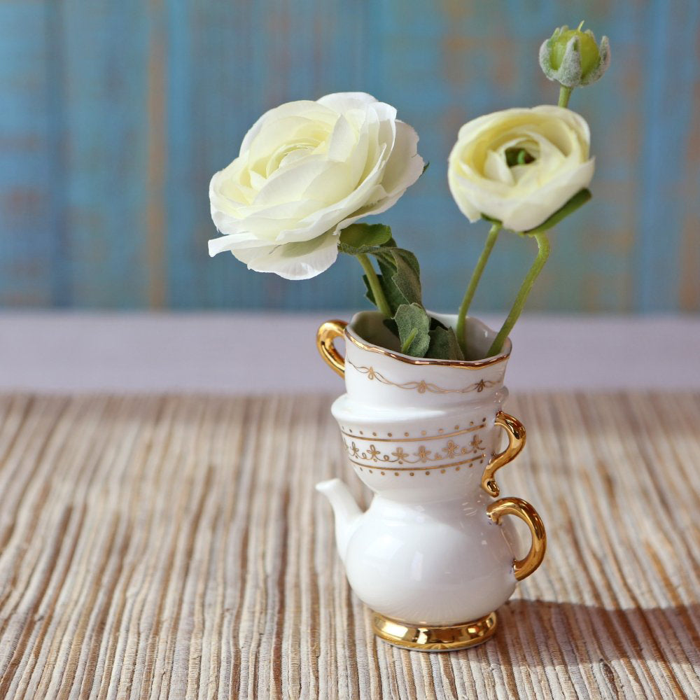 Tea Time Whimsy Ceramic Bud Vase (Set of 2) Alternate Image 3, Kate Aspen | Bud Vase