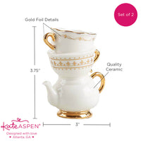 Tea Time Whimsy Ceramic Bud Vase (Set of 2) Alternate Image 6, Kate Aspen | Bud Vase