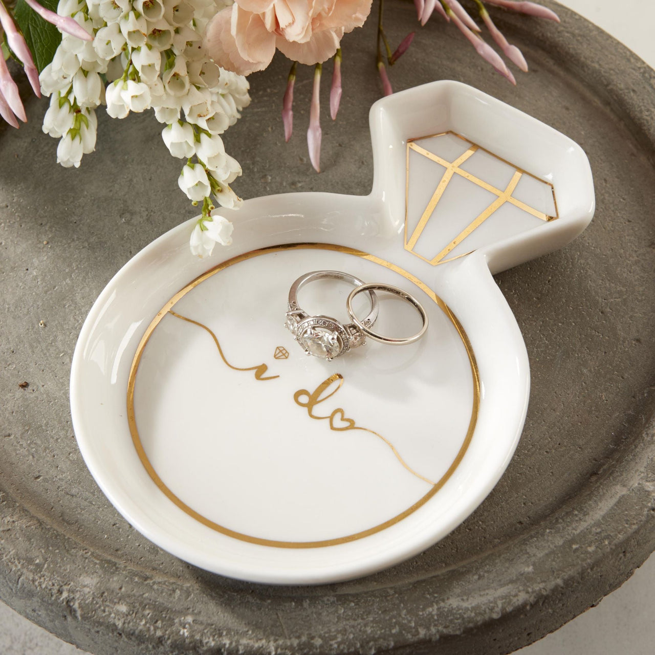 White Diamond Ring Trinket Dish Alternate Image 4, Kate Aspen | Trinket Dish