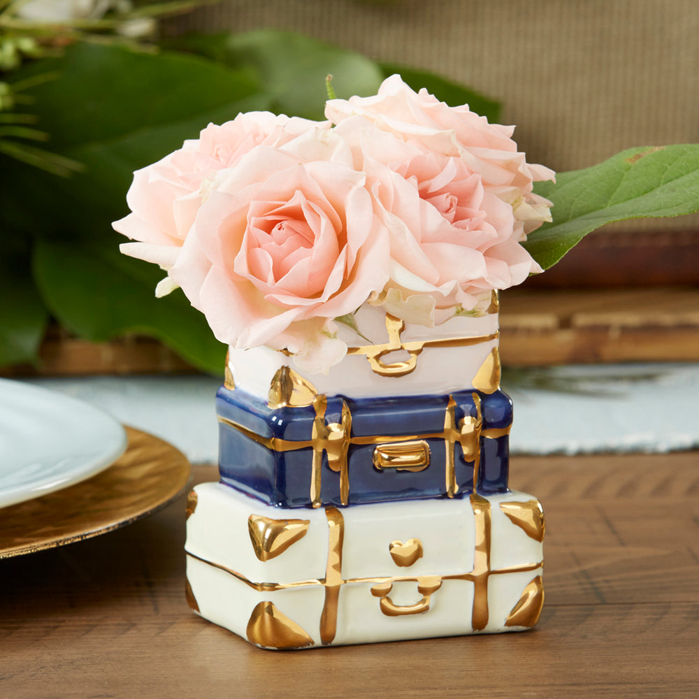 Suitcase Ceramic Bud Vase (Set of 2) Main Image, Kate Aspen | Bud Vase