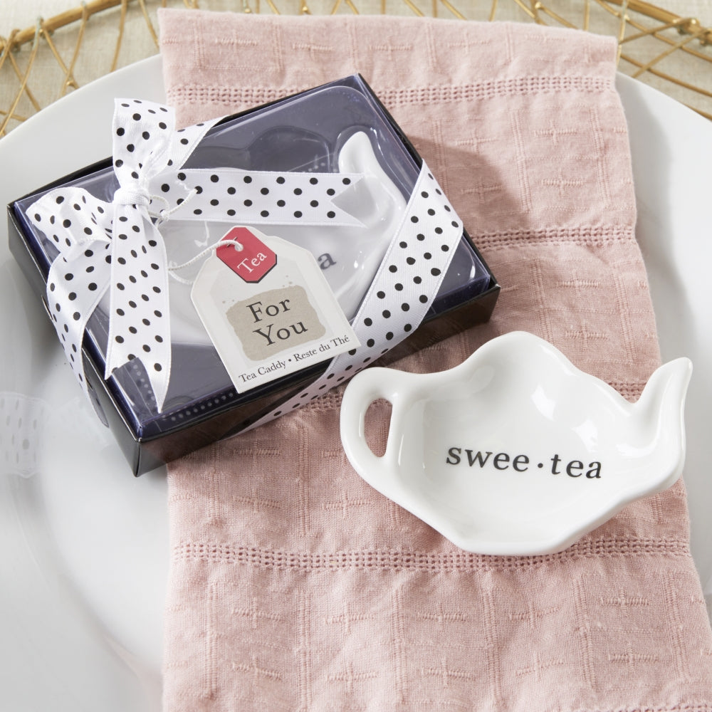 Swee-Tea Ceramic Tea-Bag Caddy in Black & White Serving-Tray Gift Box - Set of 4 Alternate Image 5, Kate Aspen | Tea-Bag Caddy