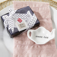 Thumbnail for Swee-Tea Ceramic Tea-Bag Caddy in Black & White Serving-Tray Gift Box - Set of 4 Alternate Image 5, Kate Aspen | Tea-Bag Caddy