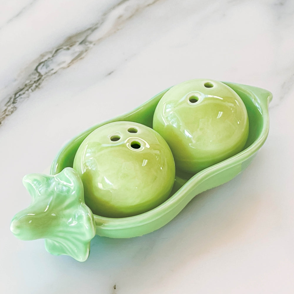 Two Peas in a Pod Ceramic Salt & Pepper Shakers (Set of 4)