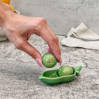 Thumbnail for Two Peas in a Pod Ceramic Salt & Pepper Shakers (Set of 4) Alternate Image 4, Kate Aspen | Salt & Pepper Shakers
