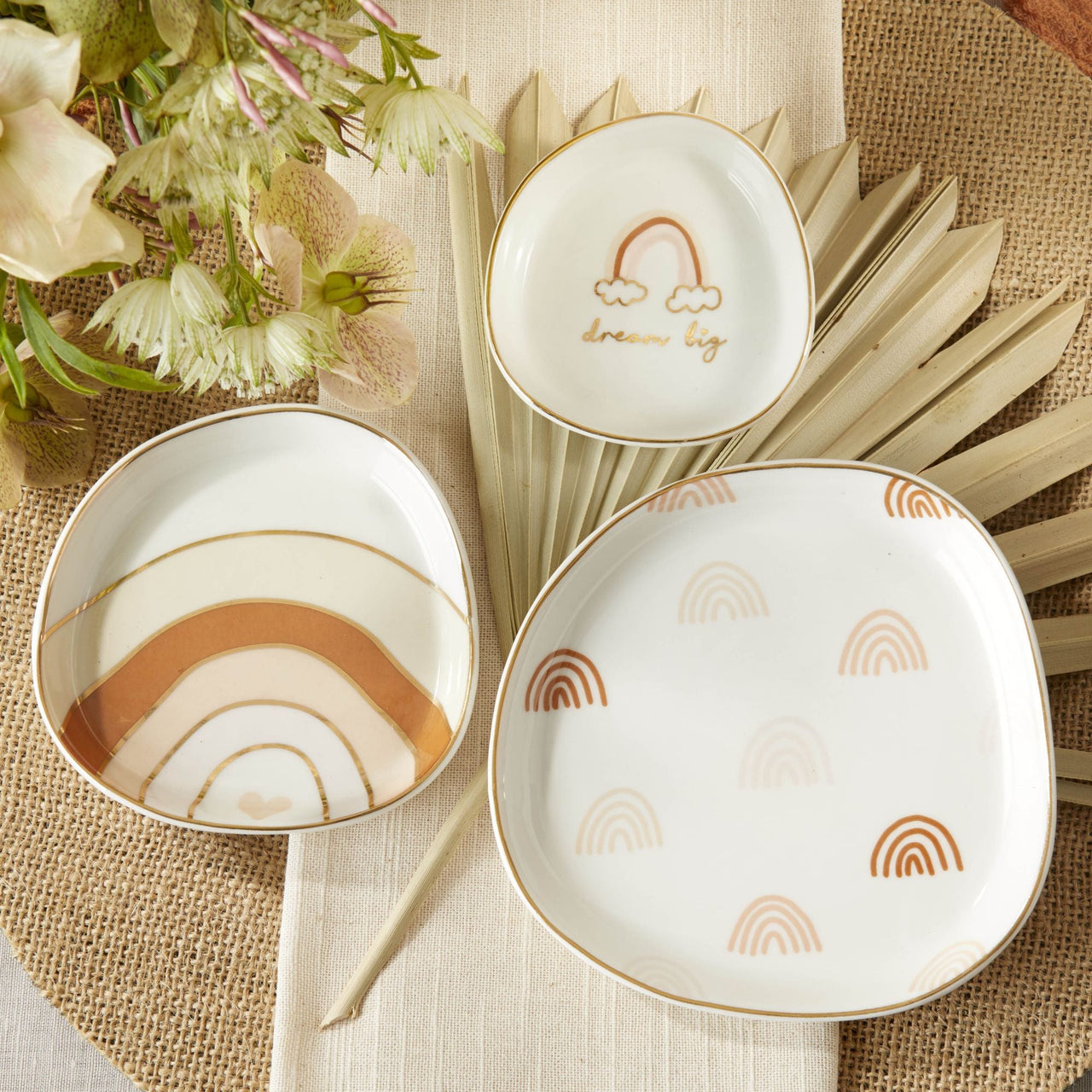 Boho Rainbow Trinket Dish (Set of 3) Alternate Image 3, Kate Aspen | Trinket Dish