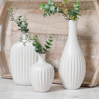 Thumbnail for White Textured Ceramic Minimalist Vase (Set of 3) Alternate Image 2, Kate Aspen | Vase