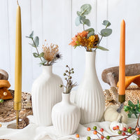 White Textured Ceramic Minimalist Vase (Set of 3) Alternate Image 3, Kate Aspen | Vase