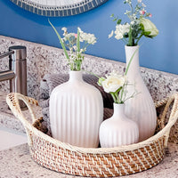 White Textured Ceramic Minimalist Vase (Set of 3) Alternate Image 8, Kate Aspen | Vase