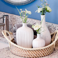 Thumbnail for White Textured Ceramic Minimalist Vase (Set of 3) Alternate Image 8, Kate Aspen | Vase
