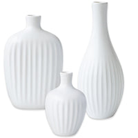 Thumbnail for White Textured Ceramic Minimalist Vase (Set of 3) Alternate Image 9, Kate Aspen | Vase
