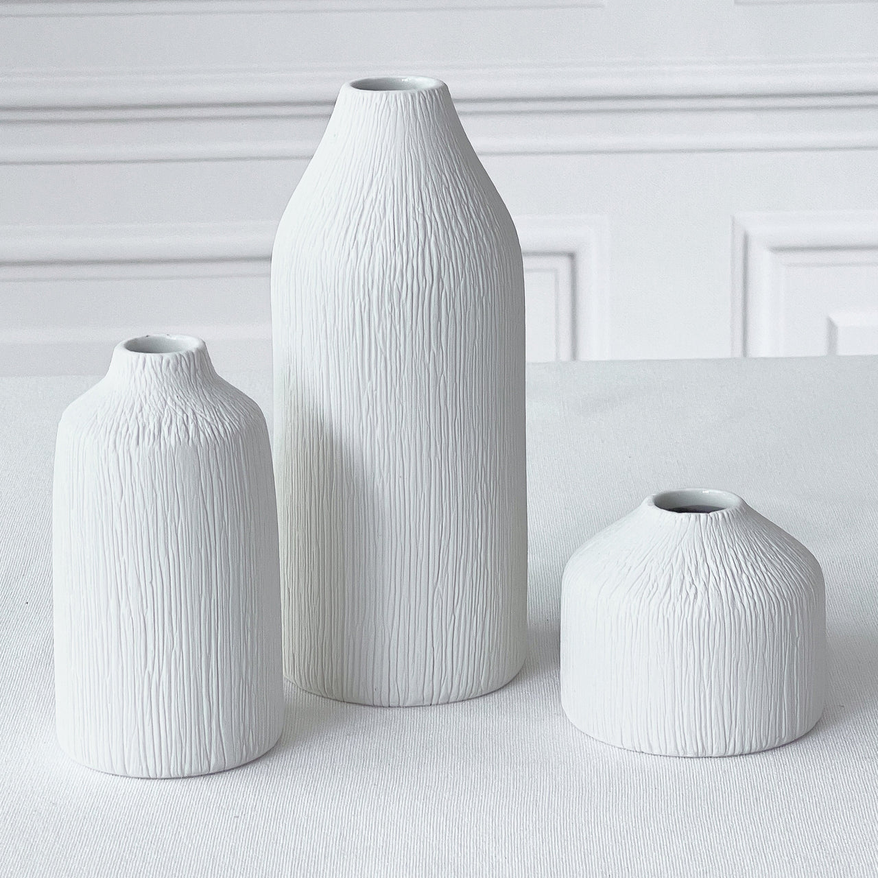 Boho Ceramic Bud Vase - White (Set of 3) Main Image, Kate Aspen | Vase