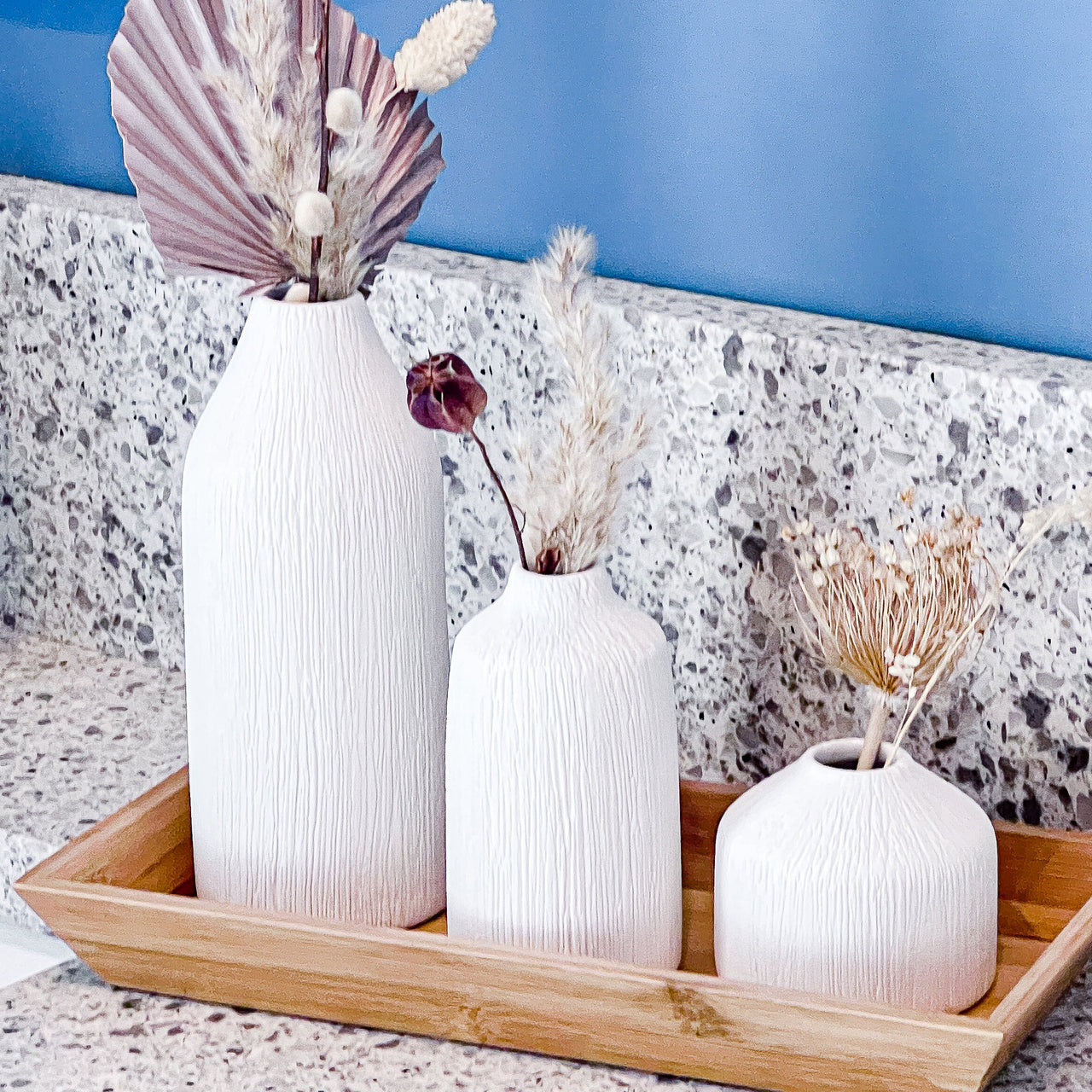 Boho Ceramic Bud Vase - White (Set of 3) Alternate Image 2, Kate Aspen | Vase