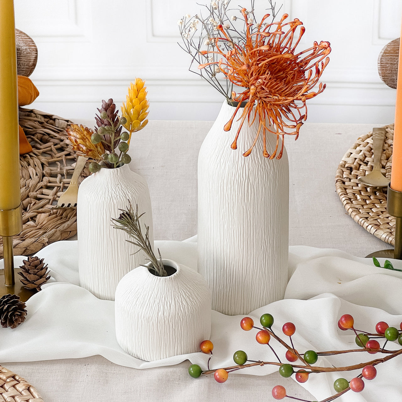 Boho Ceramic Bud Vase - White (Set of 3) Alternate Image 5, Kate Aspen | Vase