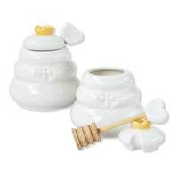 Thumbnail for Bee Hive Ceramic Mini Honey Jar and Dipper Set (Set of 2) Alternate Image 8, Kate Aspen | Honey Pot
