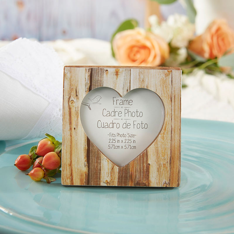 Rustic Romance Faux-Wood Heart Place Card Holder/Photo Frame