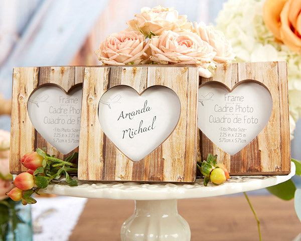 Rustic Romance Faux-Wood Heart Place Card Holder/Photo Frame