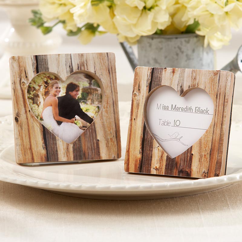 Rustic Romance Faux-Wood Heart Place Card Holder/Photo Frame