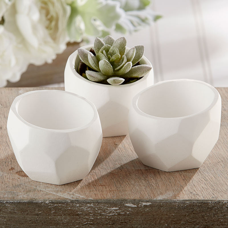 Modern Garden Geometric White Planter (Set of 4)