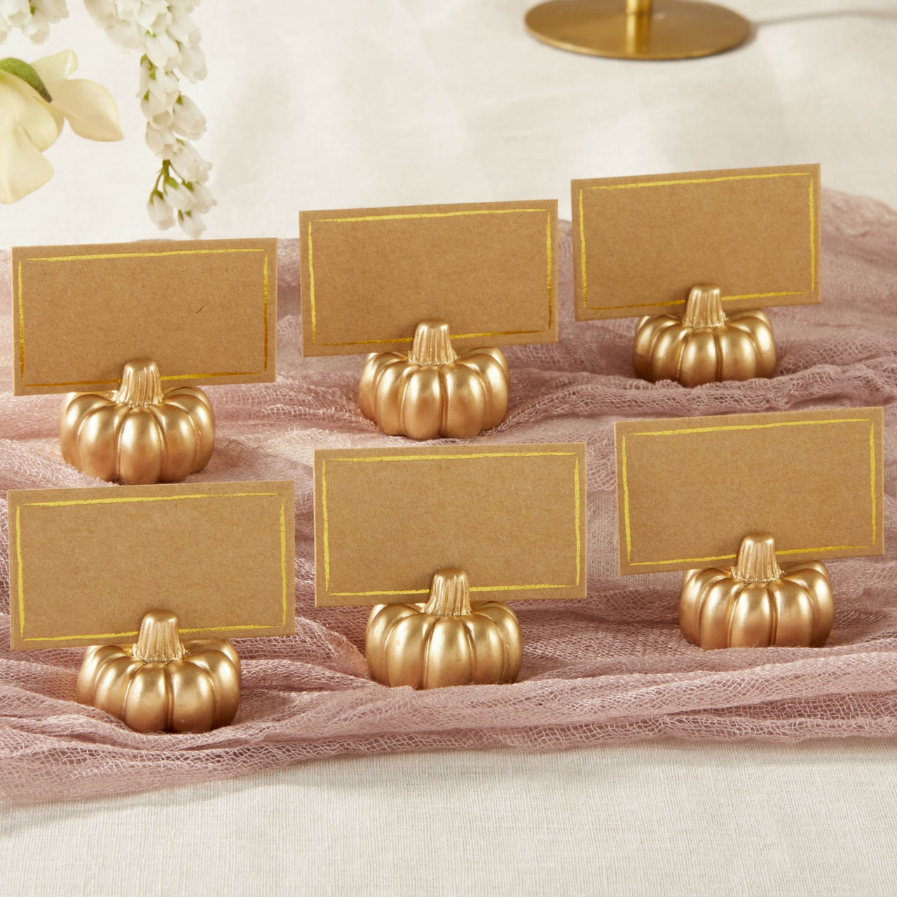 Gold Pumpkin Place Card Holder (Set of 6) Alternate Image 2, Kate Aspen | Place Card Holders & Frames